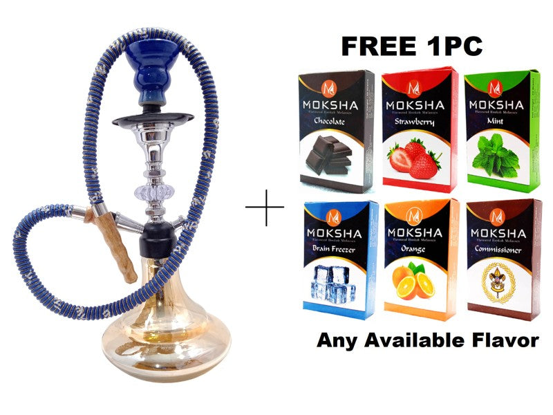 glass base metal stem hookah 35cm